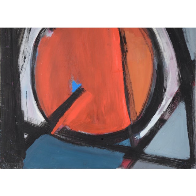 Bay Area Abstract Geometric Painting With Red Circle by Ellis Hopkins For Sale - Image 4 of 7