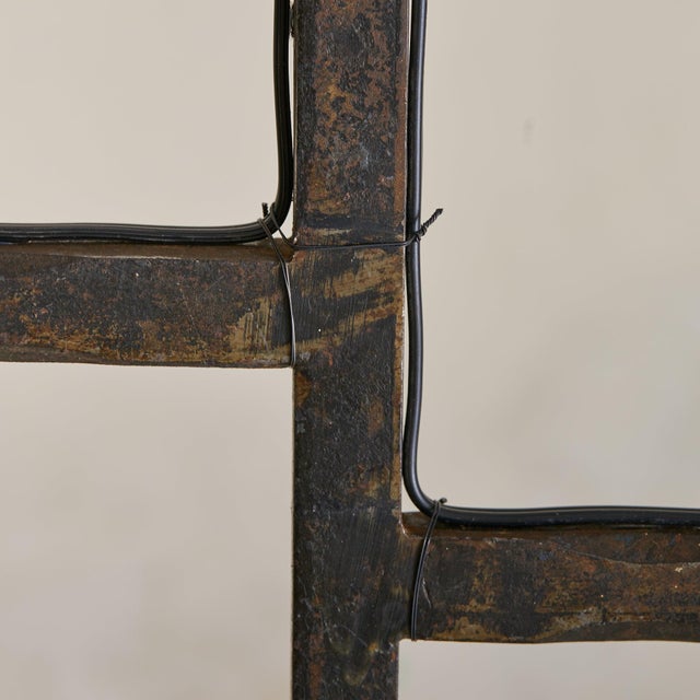 1960s French Brutalist Iron Two-Light Pendant For Sale In Chicago - Image 6 of 7