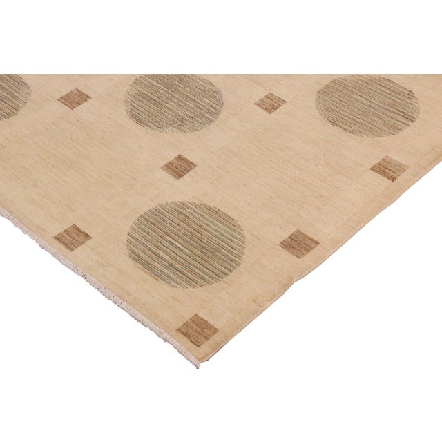 Boho Chic Gabbeh Tan/Green Wool Rug - 9'10'' X 14'2'' For Sale - Image 4 of 10