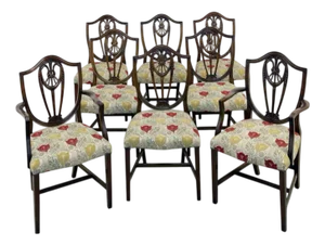 Hepplewhite Dining Chairs in Mahogany, 1920s, Set 8