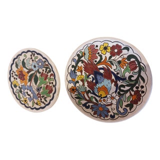 Handmade Ceramic Plates attributed to Sevillarte J. Moreno, 1980s, Set of 2 For Sale