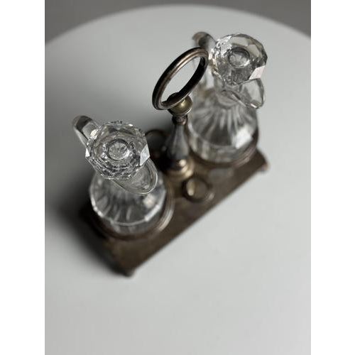 Oil and Vinegar Set in Silver-Plated Metal, Set of 3 For Sale - Image 4 of 15