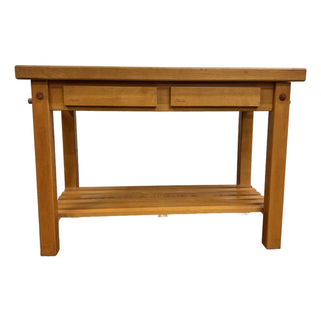 Le Gourmand Kitchen Island Butcher Block Table With Storage For Sale