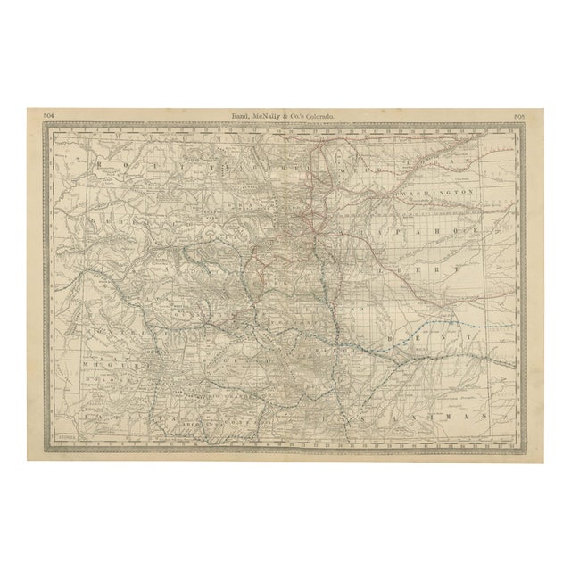 Colorado Map of The Centennial States Railroads with Mines and Counties, 1888 For Sale