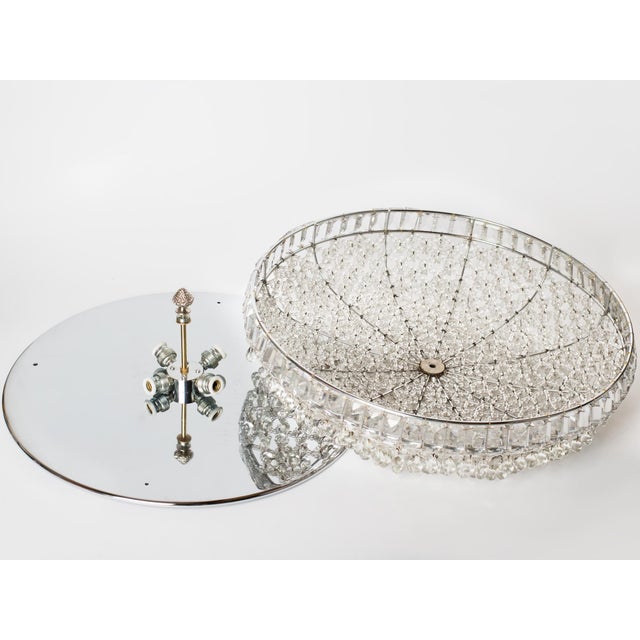 1960s 1960s Austrian Palwa / Kalmar Style Crystal Flush Mount Plafond Chandelier For Sale - Image 5 of 11
