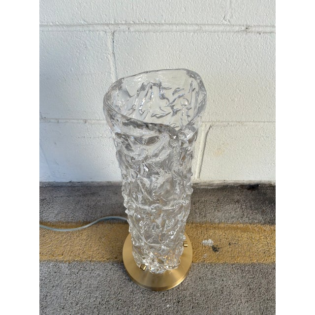 Stylish Baker / Paola Navone Small Vela Table Lamp. Textured glass shade on top of brass round base. Original Retail...