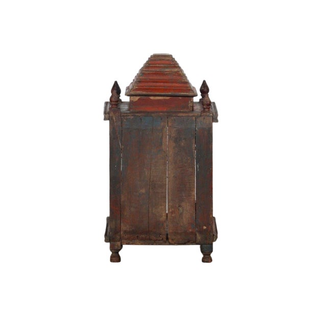 1950s Vintage Indian Painted Teakwood Mandir or Home Temple For Sale - Image 5 of 5