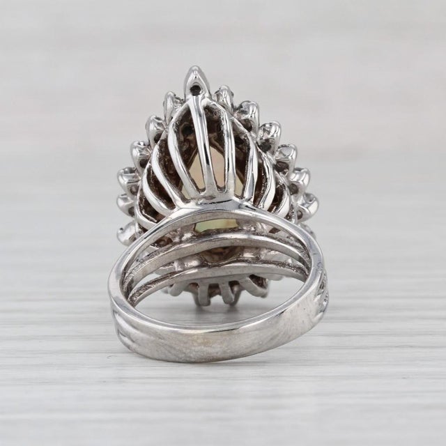 2010s Vintage Pear Opal Diamond Halo Ring 14k White Gold Size 6-6.25 Cocktail For Sale - Image 5 of 8