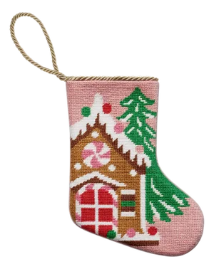 Gingerbread House Embroidered Needlepoint Mini Stocking