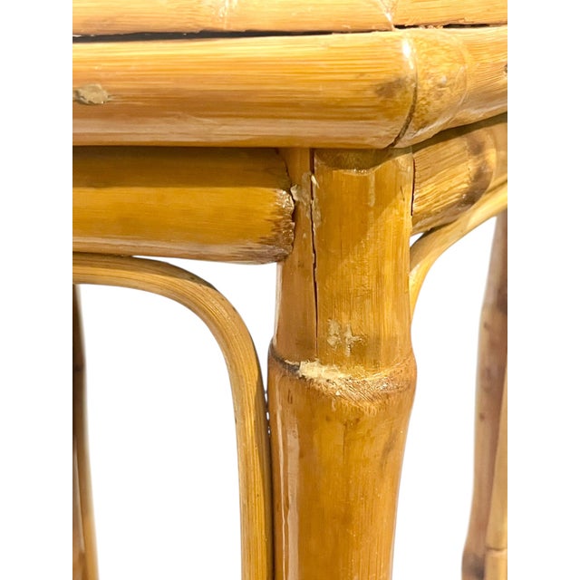 Mid 20th Century Vintage Hexagonal Bamboo Plant Stand Table For Sale - Image 5 of 12