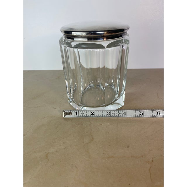 Silver Vintage Plata Lappas Faceted Crystal Jar With Silverplate Lid, Argentina For Sale - Image 8 of 9