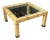 Vintage Wicker & Brass Coffee Table With New Glass Top For Sale