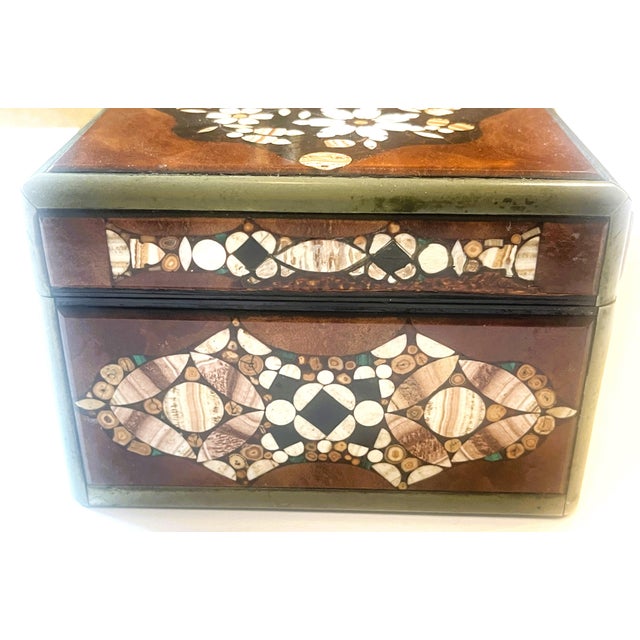 Wood Antique 1907 Karlsbad Pietra Dura and Rosewood Box For Sale - Image 7 of 8