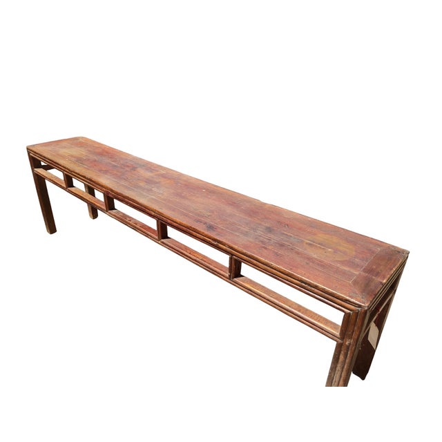 Chinese Antique Chinese Elm Console Table, 9.6' Long – Qing Dynasty For Sale - Image 3 of 6