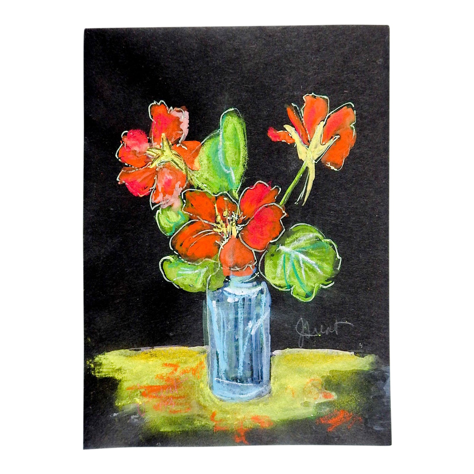 Floral Still Life Pastel Drawing Chairish