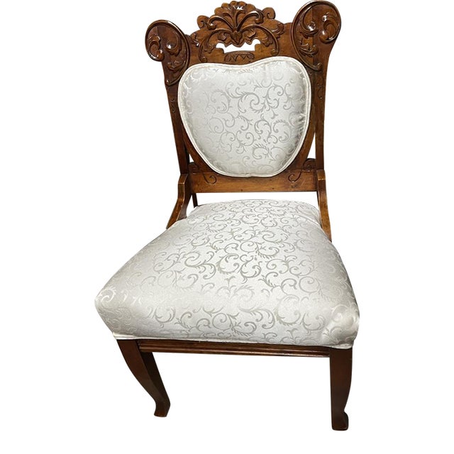 Early 20th Century Eastlake Chair - New White Upholstery For Sale