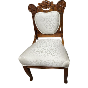 Early 20th Century Eastlake Chair - New White Upholstery