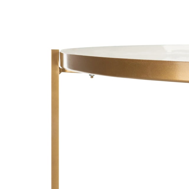 2020s Round 5 Tier Etagere in White & Brass For Sale - Image 5 of 7