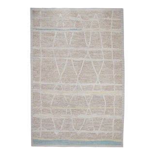 Taupe Modern Handmade Wool Tulu Rug 9'7" X 14'2" For Sale