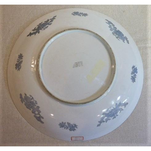 Blue Large Vintage Chinese Porcelain Americana Theme Blue & White Shallow Bowl For Sale - Image 8 of 10