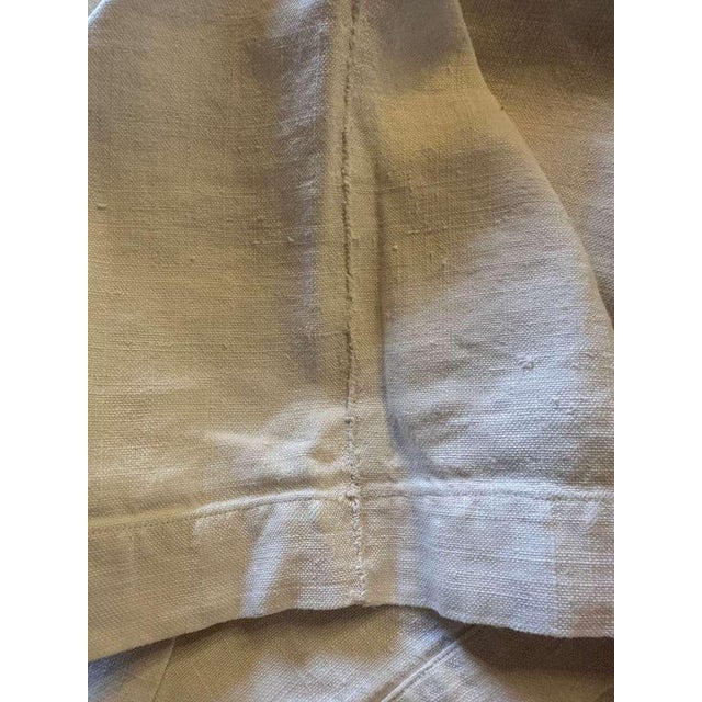 Rustic Antique French Linen Sheet Red Monogram Cross Stitch Soft Linen Sheet Lh Initials Rustic Trousseau Linen Circa 1900 For Sale - Image 3 of 12