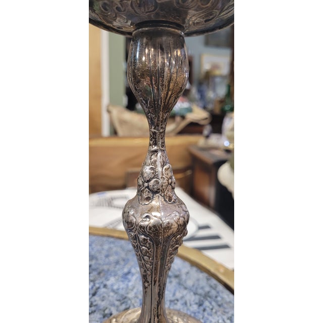 Late 19th Century A Pair Antique Sterling Silver Candlesticks Art Nouveau For Sale - Image 5 of 7