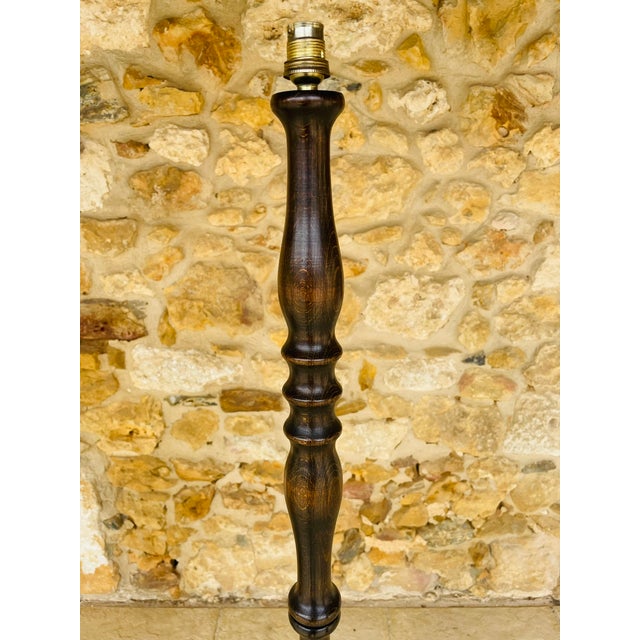 Mid-Century Modern Vintage Turned Wood Floor Lamp, 1950s For Sale - Image 3 of 18