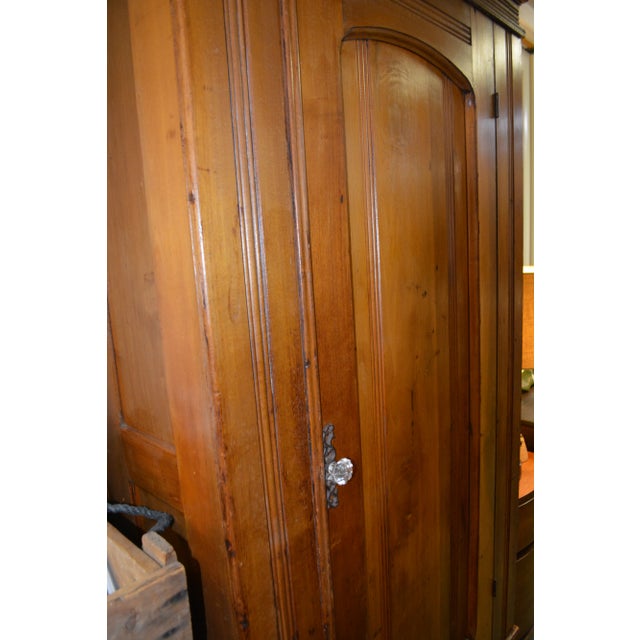 Auburn Antique Wooden Single Door Armoire Wardrobe W/ Base Drawer - Coat Closet For Sale - Image 8 of 17
