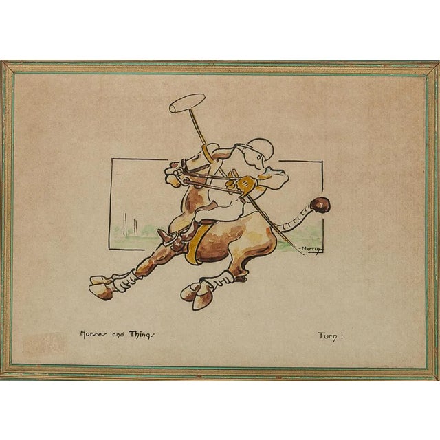 "Horses and Things: Turn!" C1920s Polo Watercolour For Sale