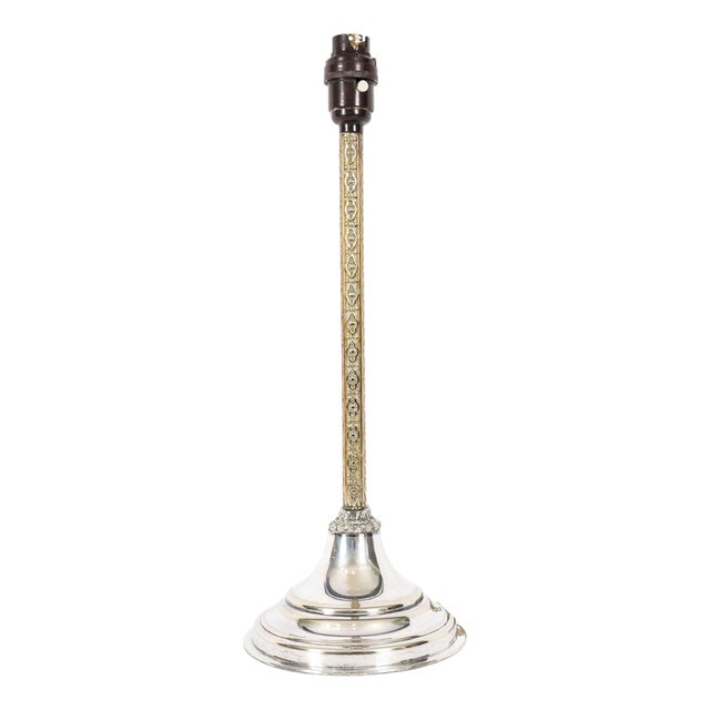 Antique Silver Plated Parcel Gilt Table Lamp by Mappin & Webbs For Sale