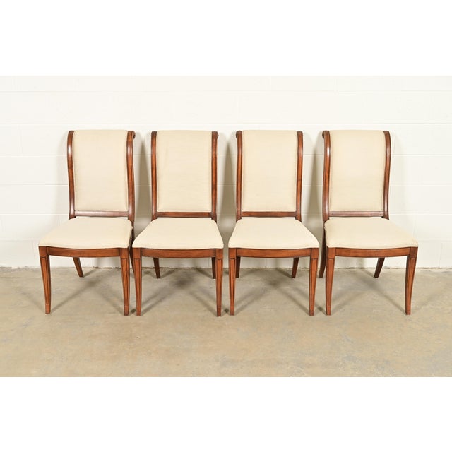 French Henredon French Regency Louis XVI Carved Oak Dining Chairs, Set of Four For Sale - Image 3 of 15