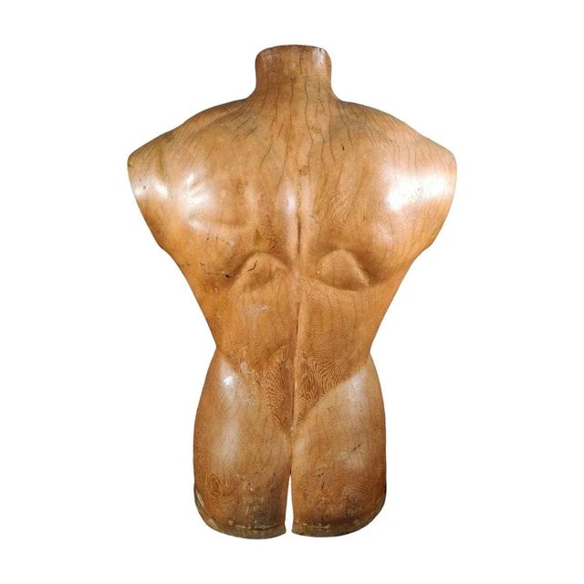 French Wooden Male Torso, 1950s For Sale - Image 9 of 13