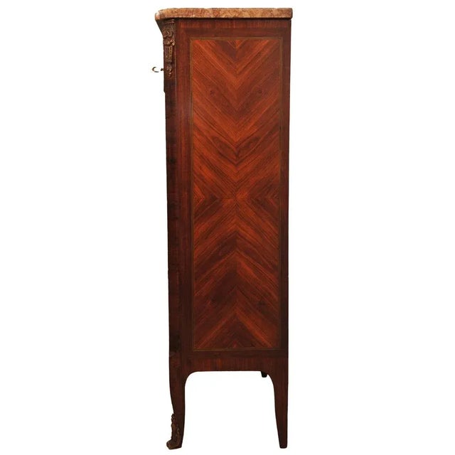 19th Century French Louis XVI Kingwood Marble Top Chest of Drawers For Sale - Image 4 of 8