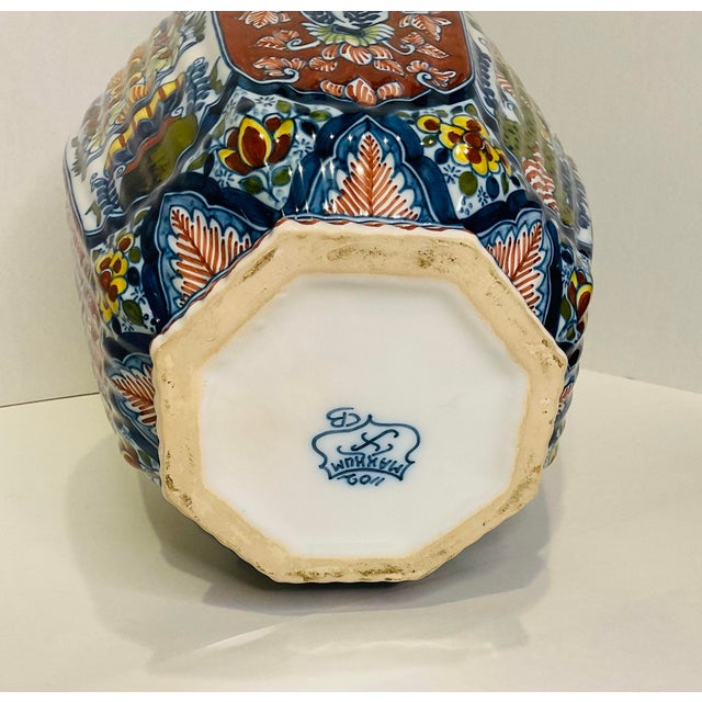 1900s Boch Delft Pair of Vases and a Ginger Jar - 3 Piece Set For Sale - Image 9 of 13