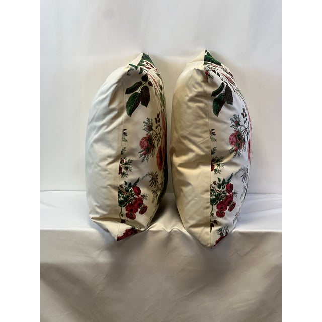 English Floral 22” Feather/Down Pillows - A Pair For Sale - Image 3 of 4