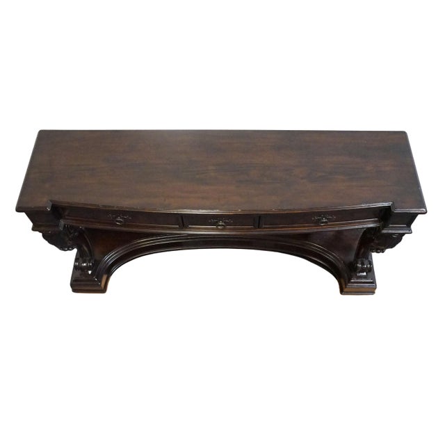 Tommy Bahama Home Collection Walnut British Renaissance Revival 70" Mirrored Sideboard / Console Table For Sale - Image 9 of 12