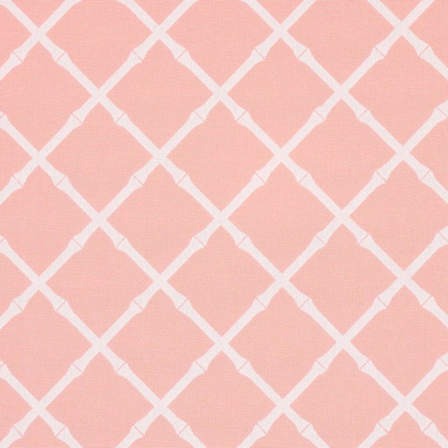 Schumacher Bamboo Trellis Indoor/Outdoor Fabric in Pink For Sale