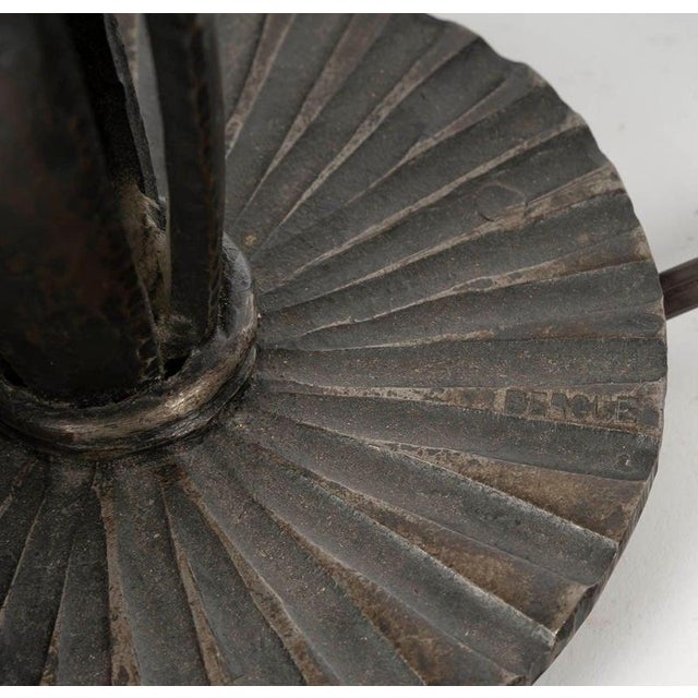 Metal Wrought Iron and Glass Table Lamp from Muller Frères, Luneville, 1930s For Sale - Image 7 of 8