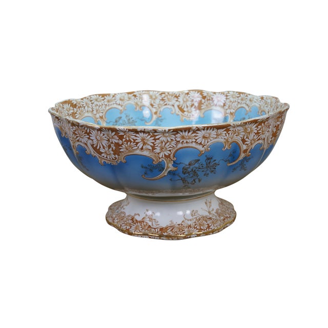 A very large and impressive antique 19th century English Royal Furnivals centerpiece bowl. Made of porcelain featuring a...