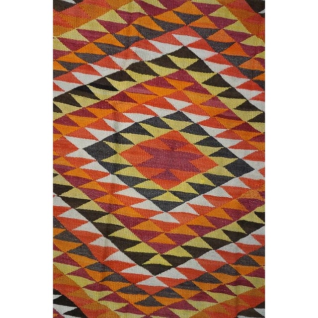 Textile 1890s Small Yellow Antique Rustic Tribal Native American Navajo Flat Weave Rug For Sale - Image 7 of 9