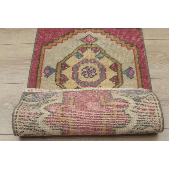 Red 1980s Traditional Red Handmade Yastik Rug For Sale - Image 8 of 13