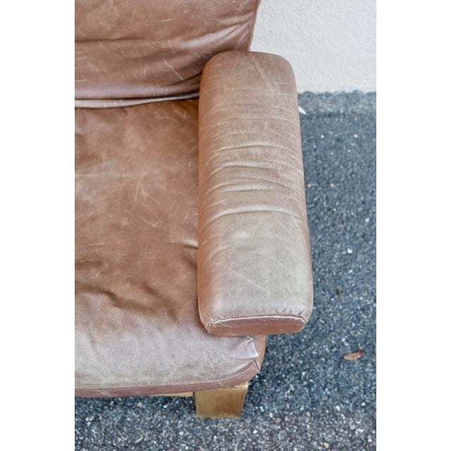 Beige Modular Sofa and Chairs in Wood and Leather with Coffee Table, 1960s, Set of 6 For Sale - Image 8 of 18
