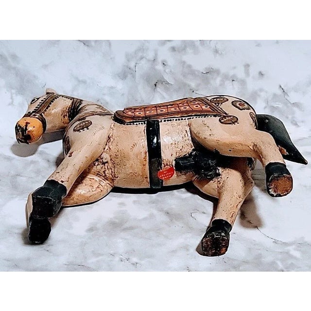 Sienna Vintage Hand Carved Wedding Horse Handpainted Figurine For Sale - Image 8 of 11