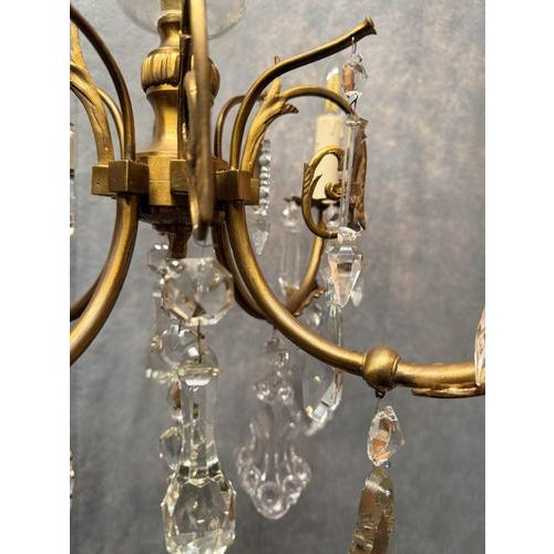 Metal Antique French Bronze and Crystal Chandelier, 1800s For Sale - Image 7 of 12