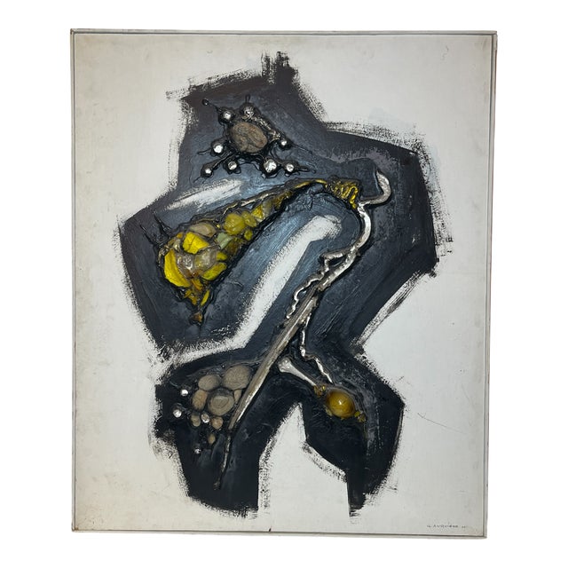 Gilbert Auquière, Abstract Composition, 1960s, Mixed Media For Sale - Image 12 of 12