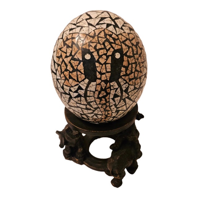 Avoova Ostrich Egg Art With Elephant Decoration For Sale