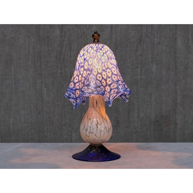 Murano Blue Millefiori Glass Lamp with Gold-Accented Base, Italy, 1970s For Sale - Image 4 of 13