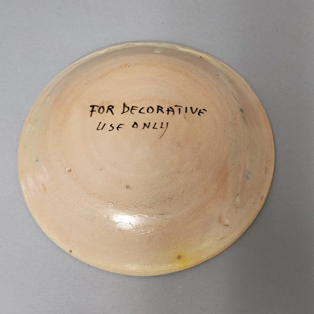 VIETRI Vietri Italian Hand Painted Yellow Sun Plate For Sale - Image 4 of 4