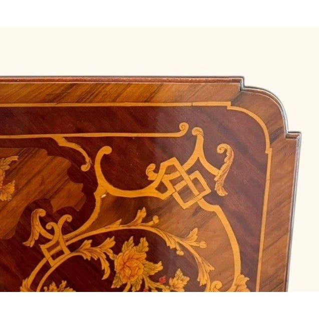 Brown Antique Louis XVI Revival Musical Trophy Marquetry Coffee Table, C. 1890–1910 For Sale - Image 8 of 14