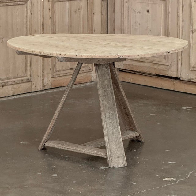 18th-Century-Rustic-Dutch-Stripped-Oak-Round-Tilt-Top-Center-Table For Sale - Image 4 of 18